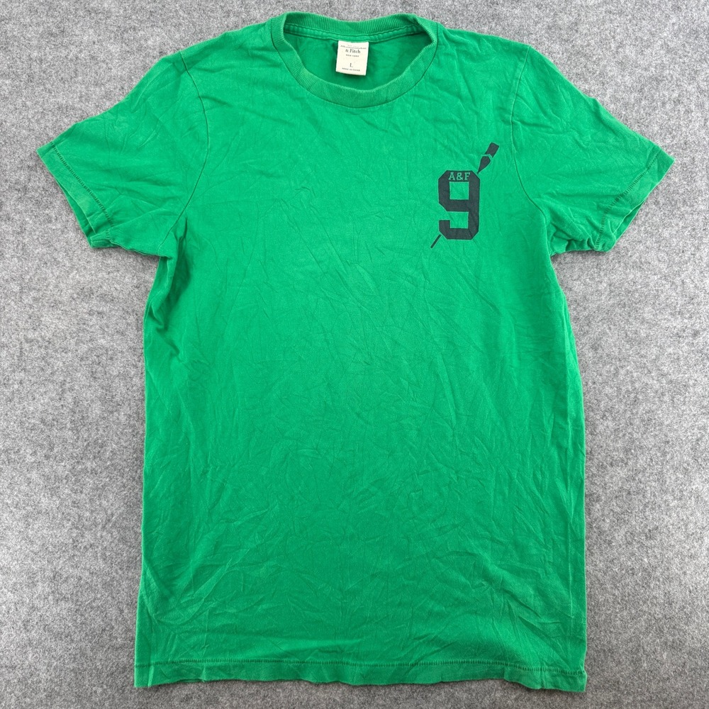 Abercrombie & Fitch T-Shirt Mens L Graphic 9 Green Short Sleeve Cotton EUC